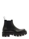 VERSACE VERSACE BLACK CHELSEA BOOTS WITH GRECA PLATFORM IN SMOOTH LEATHER MAN