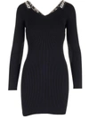 Off-white Ribbed Dress With Crossed Straps Detail Black In Black