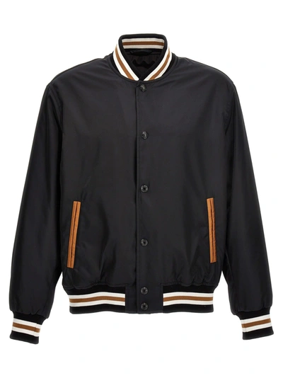 Versace Medusa Flame Nylon Bomber Jacket In Black