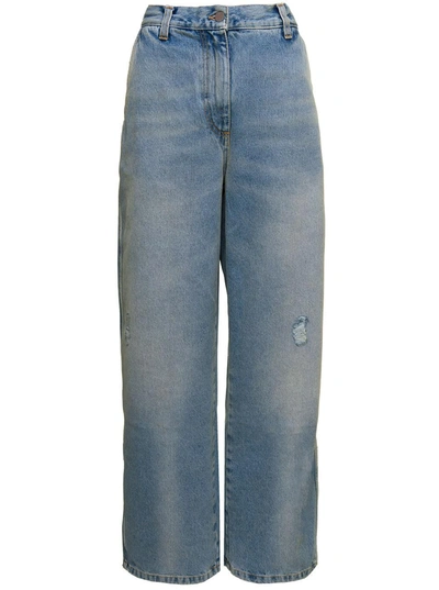 Palm Angels Paris Lw Wide Denim Trousers In Blu