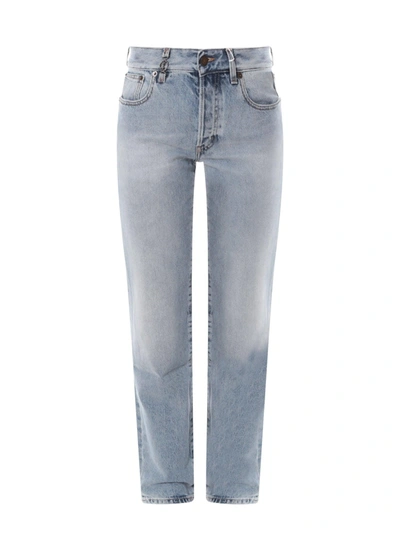 Saint Laurent High Waist Straight Leg Jeans In Blue