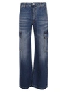 Stella Mccartney Stella Mc Cartney Straight Leg Jeans With Zippers In Blue Vintage Denim