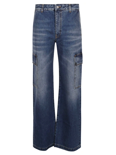 Stella Mccartney Blue Denim Straight Cargo Jeans