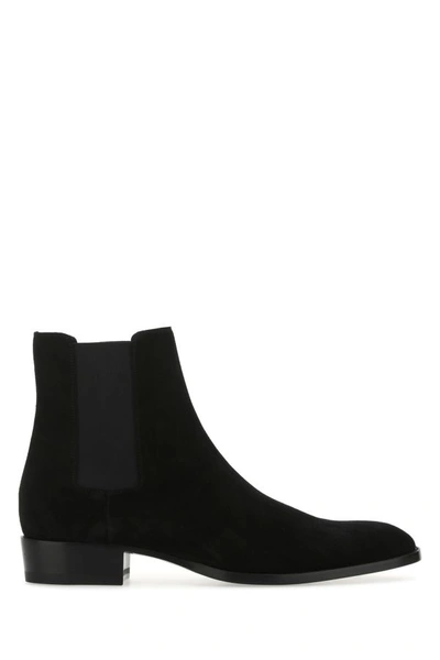 SAINT LAURENT SAINT LAURENT MAN BLACK SUEDE WYATT ANKLE BOOTS