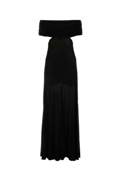 Saint Laurent Woman Black Viscose Long Dress