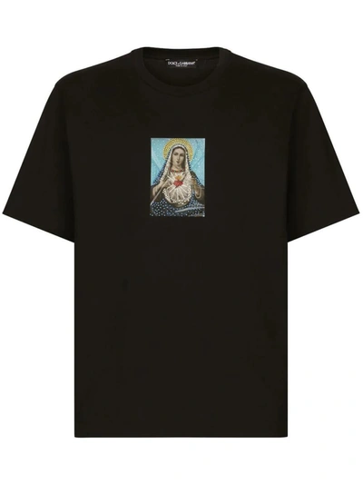 Dolce & Gabbana Graphic-print Cotton T-shirt In Black