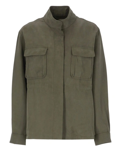 Woolrich Concealed-fastening Fitted Jacket In Green