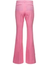 VERSACE VERSACE PINK FLARE PANTS WITH TONAL LOGO LETTERING IN WOOL WOMAN