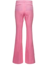 Versace Pink Flare Pants With Tonal Logo Lettering In Wool Woman In Pink