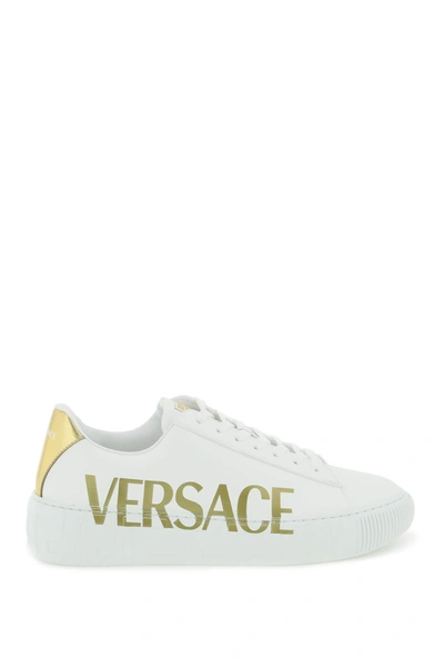 Versace Greca Leather Sneaker In White