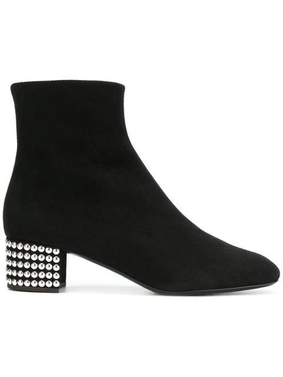 Giuseppe Zanotti Embellished Velvet Ankle Boots In Black