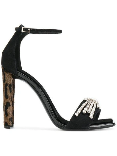 Giuseppe Zanotti Sabine Leopard Heel Sandals In Black