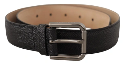 DOLCE & GABBANA DOLCE & GABBANA ELEGANT BLACK LEATHER BELT WITH METAL MEN'S BUCKLE