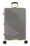 Hurley Suki 29" Hardshell Spinner Suitcase In Light Grey / Neon