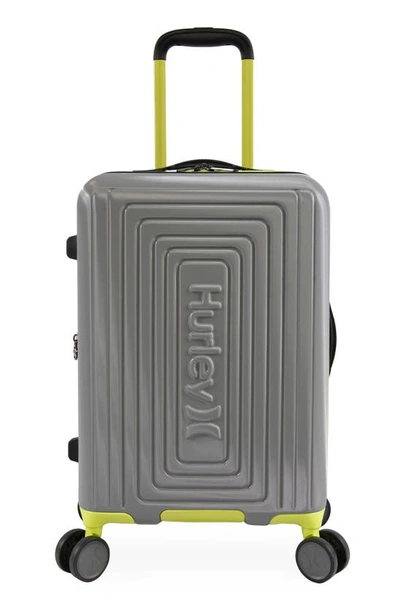 Hurley Suki 21" Hardshell Spinner Suitcase In Gray,neon