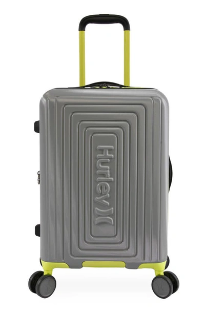 Hurley Suki 21" Hardshell Spinner Suitcase In Light Grey / Neon