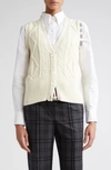 THOM BROWNE THOM BROWNE 4-BAR ARAN CABLE VIRGIN WOOL SWEATER VEST