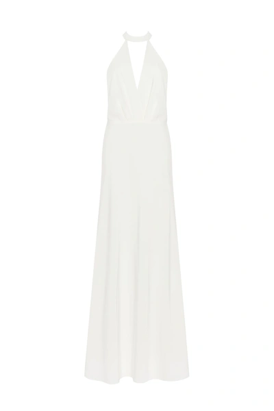 Milla Lovely White Halterneck Satin Maxi Dress, Xo Xo