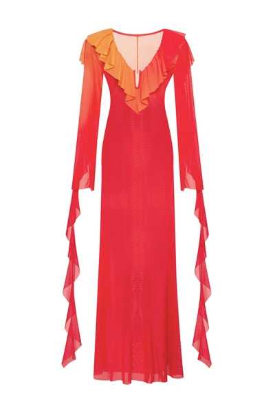 Milla Flowy Coral Maxi Dress, Xo Xo In Red