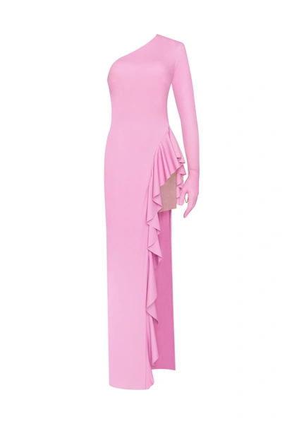 Milla One-shoulder Ruffle-trimmed Maxi Dress In Pink, Xo Xo