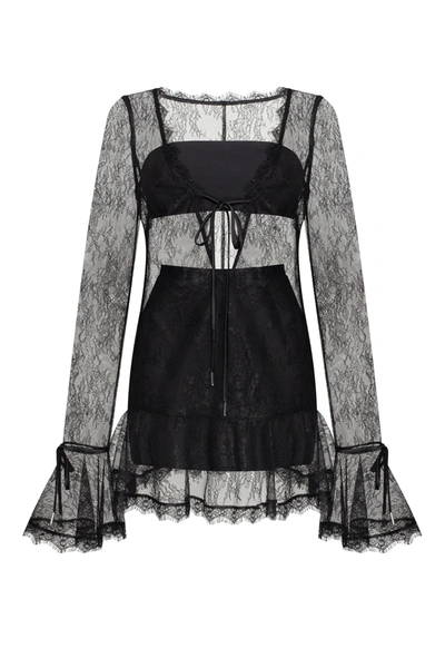 Milla Alluring Semi-transparent Lace Mini Dress In Black, Xo Xo