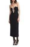 BARDOT ELENI CRYSTAL TRIM STRAPLESS COCKTAIL MIDI DRESS