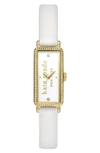 Kate Spade Women's Goldtone Stainless Steel, Cubic Zirconia & Leather Strap Watch/16mm X 32mm In White