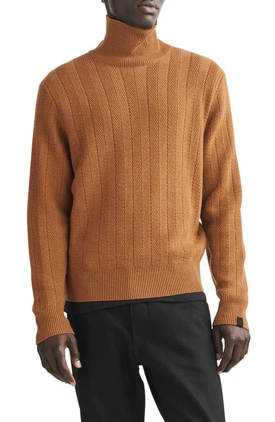 Rag & Bone Men's Durham Herringbone Cashmere Relaxed-fit Jumper In Camel