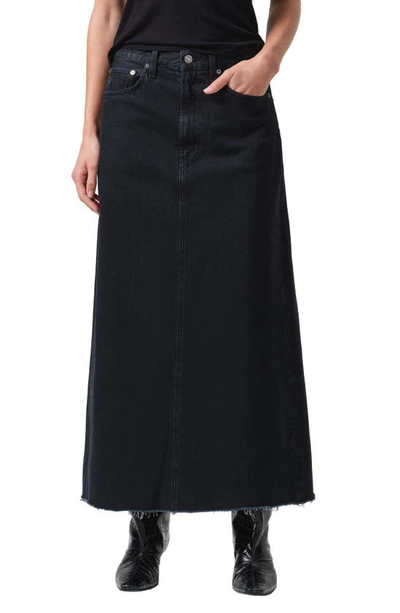 Agolde Hilla Denim Maxi Skirt In Black