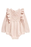 Nordstrom Long Sleeve Bubble Bodysuit In Pink Lotus
