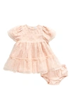 NORDSTROM POLKA DOT PUFF SLEEVE TIERED PARTY DRESS & BLOOMERS SET