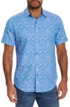 Robert Graham Highland Short Sleeve Button Down Shirt In Light Blue