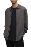 Allsaints Mens Monument Grey Kilburn Ramskull-embroidered Wool And Recycled Polyamide-blend Cardigan In Monument Grey Marl