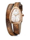 BVLGARI WOMEN'S SERPENTI ROSE GOLD, DIAMOND & BROWN KARUNG STRAP WATCH,0400094969131