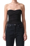 Agolde Tonia Twist Strapless Tube Top In Black