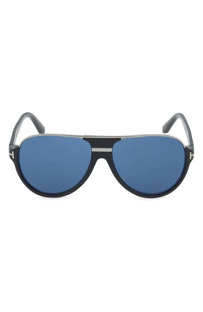 Tom Ford Men's 59mm Dimitry Pilot Sunglasses In Shiny Grey Blue