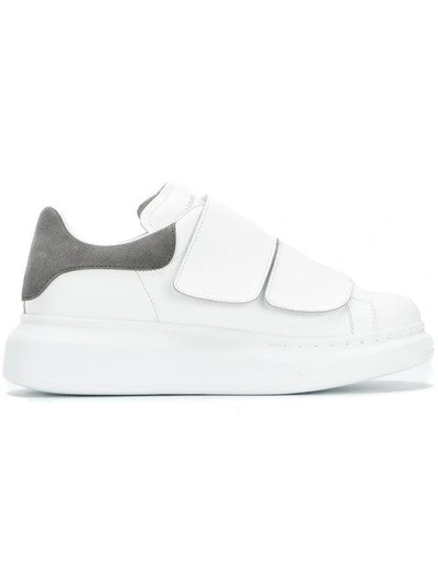 Alexander Mcqueen Suede-trimmed Leather Exaggerated-sole Trainers In White