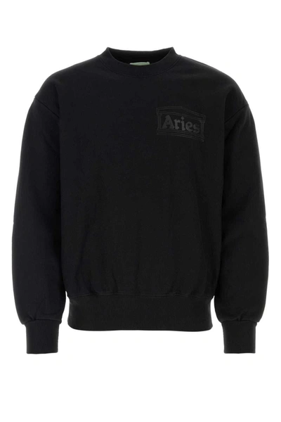 Aries Logo Crew-neck Sweatshirt In Black