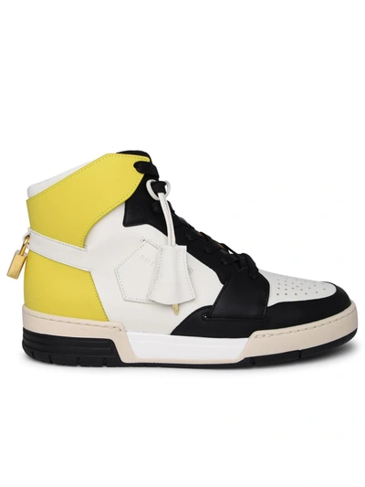 BUSCEMI BUSCEMI 'AIR JON' WHITE AND YELLOW LEATHER SNEAKERS