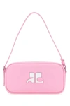 Courrèges Rectangular Cowhide Leather Shoulder Bag With Adjustable Strap In Pink