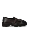 DOUCAL'S DOUCAL'S  DECO' DARK BROWN LOAFER WITH FRINGE