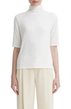 Vince Relaxed Fit Elbow Sleeve Mock Neck Top In Off White