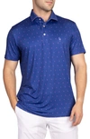 TAILORBYRD TAILORBYRD SAPPHIRE BLUE BYRD PRINT PERFORMANCE POLO