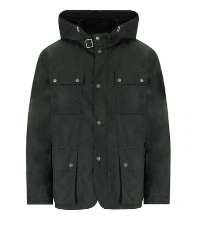 BARBOUR BARBOUR  INTERNATIONAL AUTO WAX SAGE GREEN HOODED JACKET