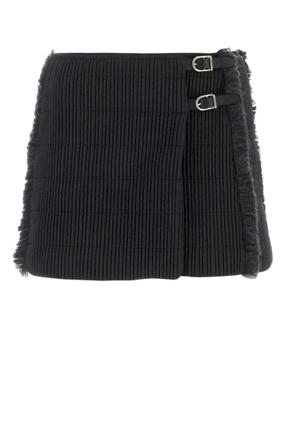 Durazzi Milano Fringed Quilted Mini Skirt In Black