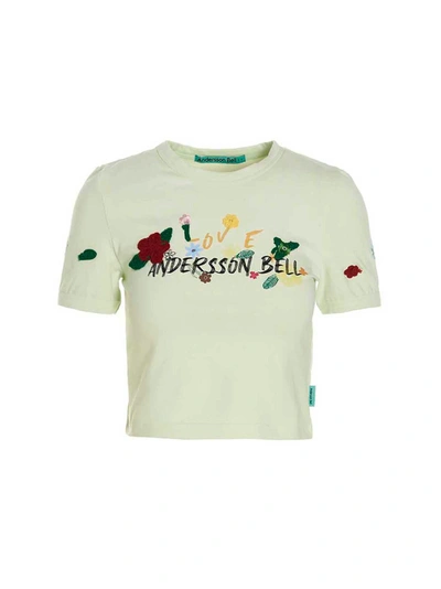 Andersson Bell Dasha Flower-garden Logo T-shirt In Menta Pallido