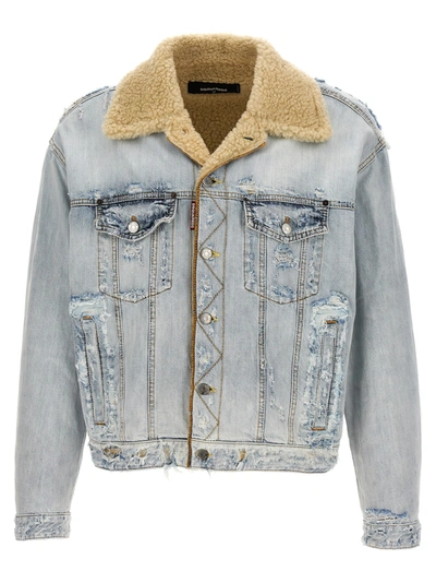 Dsquared2 Jean Casual Jackets, Parka Light Blue In 470 Navy Blue
