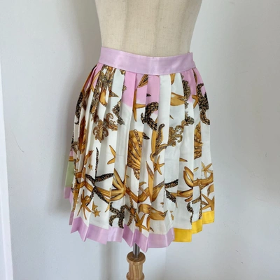 Pre-owned Versace Printed Pleated Mini Skirt