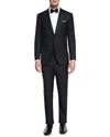 ISAIA SATIN PEAK-LAPEL ONE-BUTTON WOOL TUXEDO, BLACK,PROD195810198