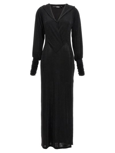 Rotate Birger Christensen Slinky Maxi Hooded Dresses Black